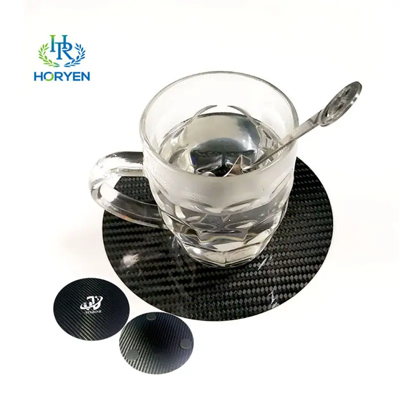 High-end Luxury Round Carbon Fiber Tea Cup Coas...