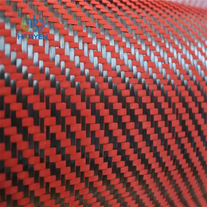 High Strength 3K Twill Red Carbon Aramid Hybrid...